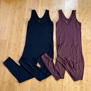 Women's Black and Brown Sleeveless Jumpsuit Set Storq Maternity